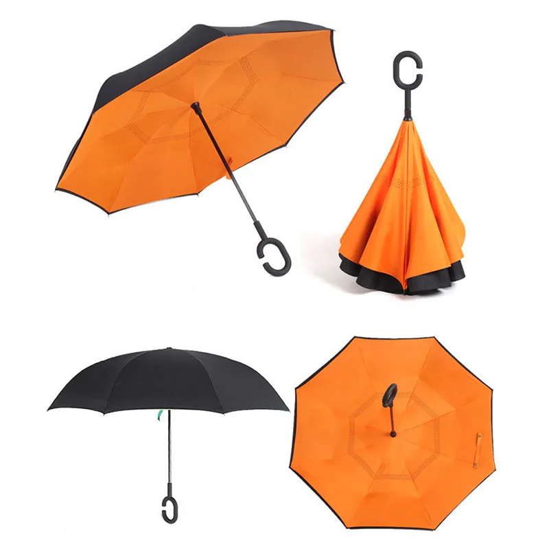 7 цветов зонтик из алюминиевого сплава ветрозащитный обратный для дождя женщин