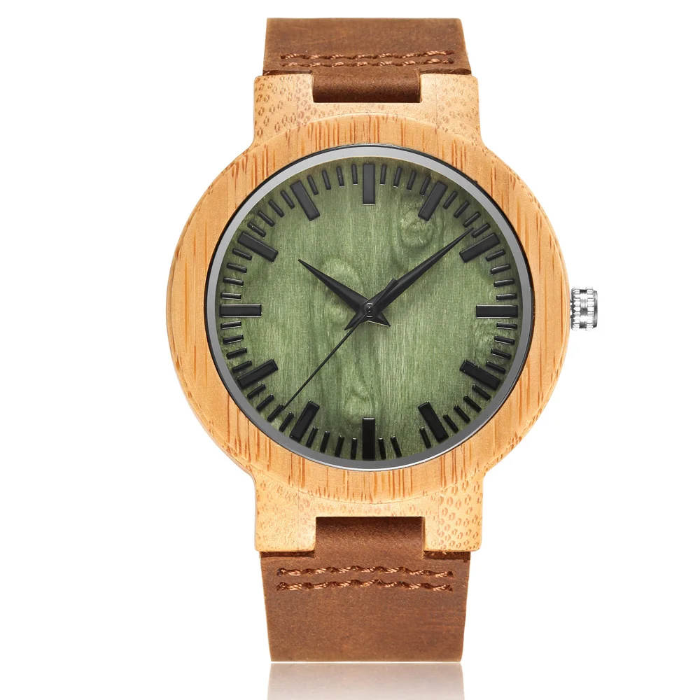 Модные кварцевые часы в полоску из натурального дерева и бамбука мужские