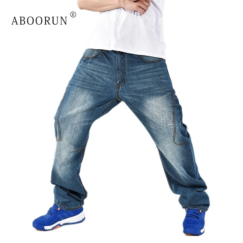 ABOORUN мужские мешковатые джинсы хип хоп пэчворк прямые для скейтборда мужчин B1167|hip