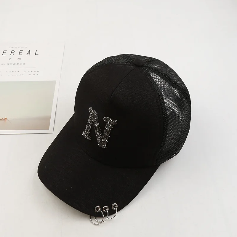 2018 летняя сетчатая бейсболка с бриллиантами N хип хоп Snapback шляпа кольцами для