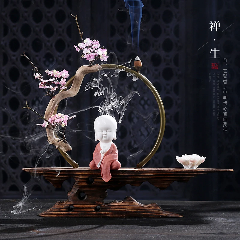 Zen Lucky курильница для благовоний выветренная древесина искусственные растения