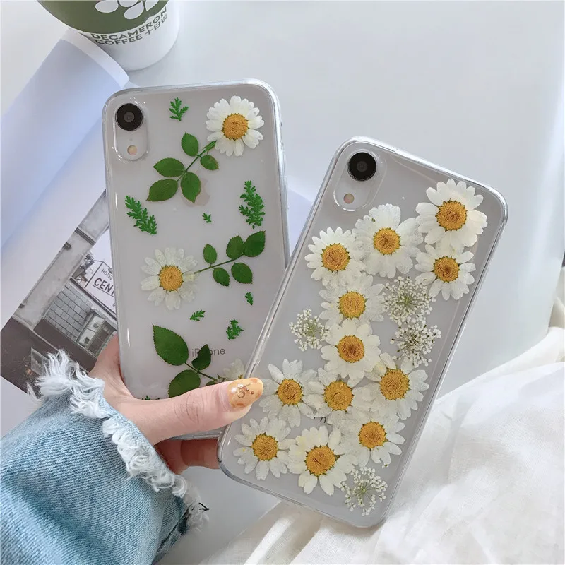 Эпоксидный чехол для гербарий хризантемы, чехол для телефона iphone 6 6 S 8 7 X Plus XR XS, максимальный чехол, стильный прозрачный мягкий чехол из ТПУ