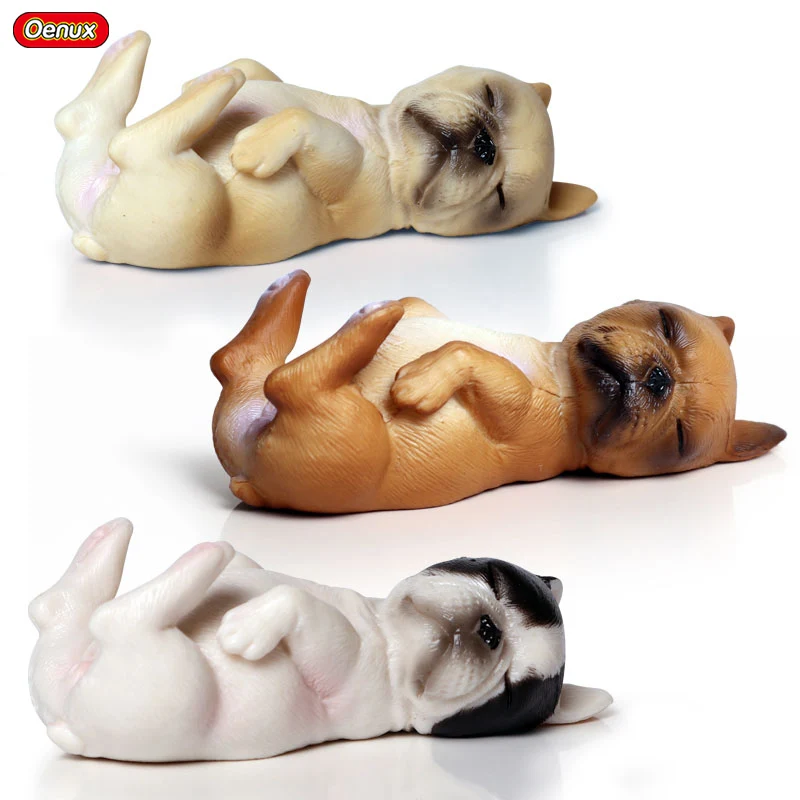 

Oenux Classic Mini Bulldog Animals Model Simulation Lovely Farm Puppy Figurines PVC Educational Action Figure Toy For Kids