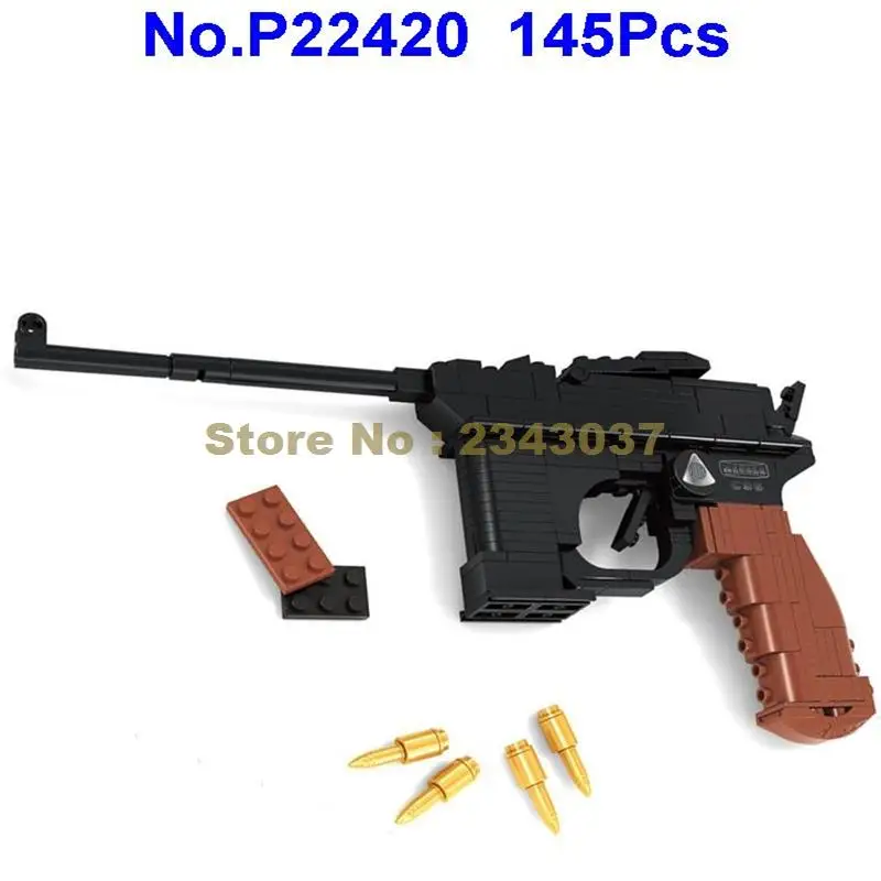 Ausini P22420 M1898 145 шт. Военная серия пистолет оружие 1:1 строительный блок игрушка|building