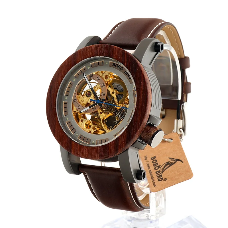 BOBO BIRD K12 Automatic Mechanical Watch Classic Style Luxury Men Analog Wristwatch Bamboo Wooden With Steel in Gift Wooden Box