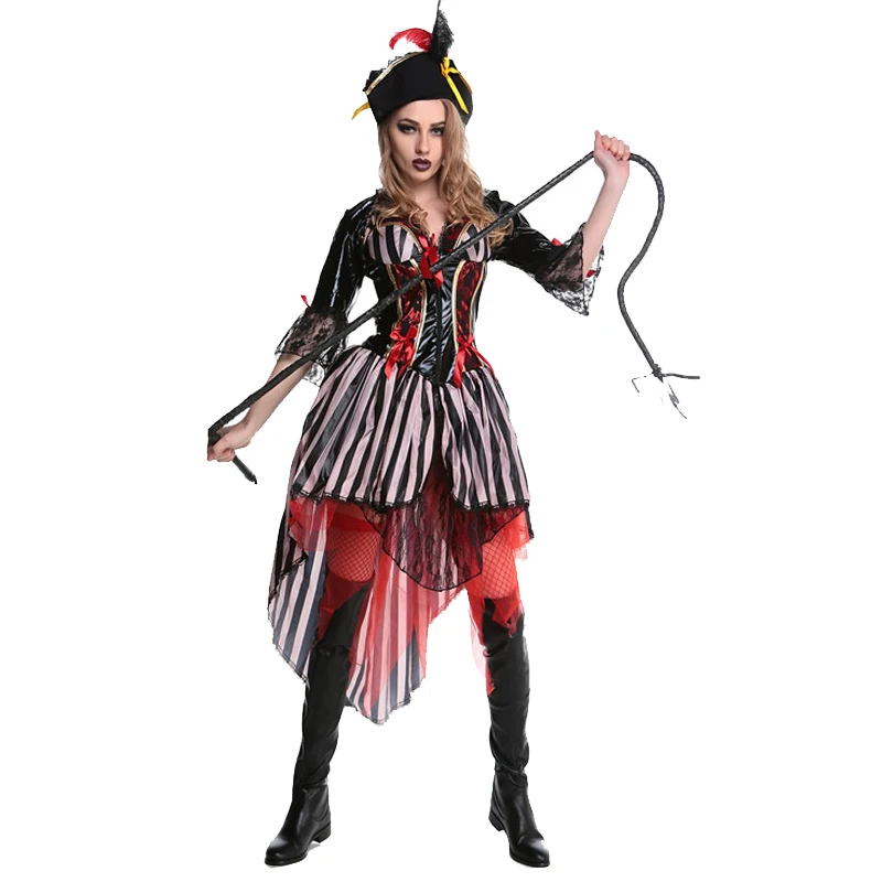 2017 Adult Pirate Costume for Halloween New Style Female Carnival Sexy Party Scarf Pirates Hat Coat Uniforms Outfit W5388945 |