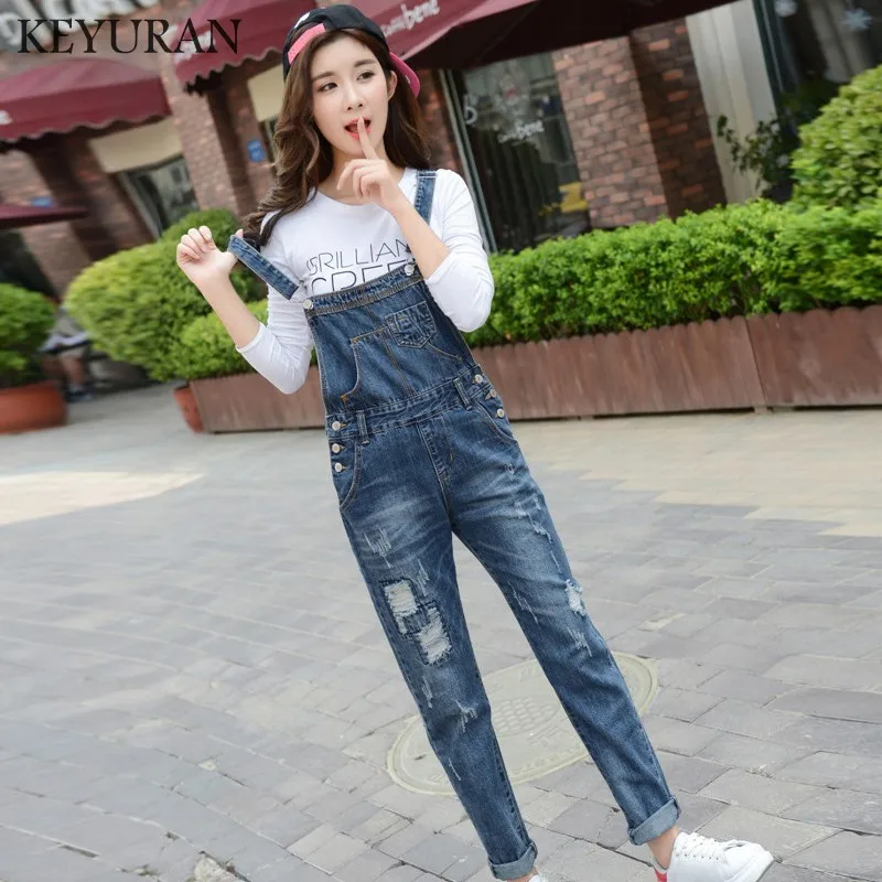 2019 Новинка весны женские комбинезоны Boyfriend Denim комбинезон рваные и пуговицы