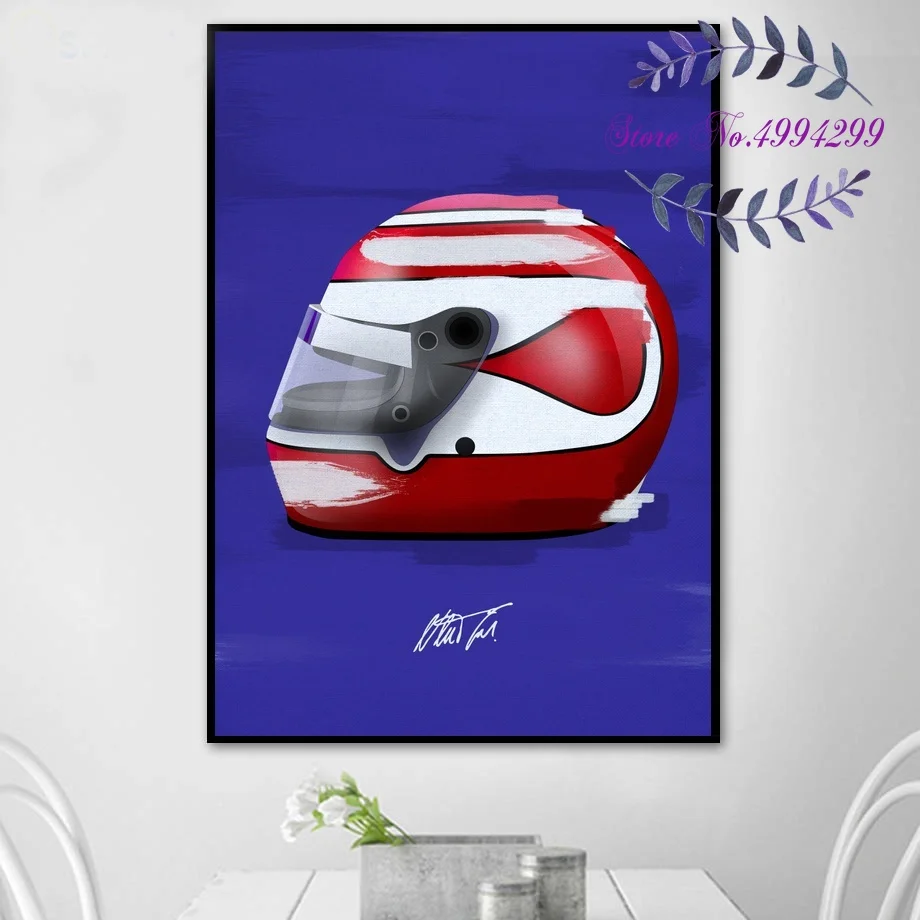F1 шлемы гоночный автомобиль супер звезда Ayrton Сенна плакат холст искусство печать