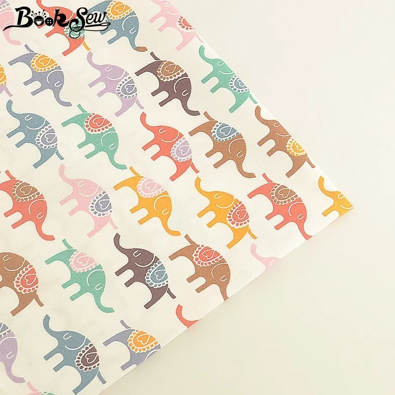Booksew Telas рисунок слона хлопчатобумажной ткани метр ткань Африканская ткань платье своими руками простыни лоскутные одеяла для маленьких детей