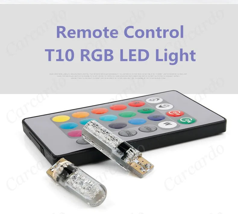 Carcardo 1 комплект RGB светодиодный T10 лампа с пультом дистанционного управления 5050 SMD