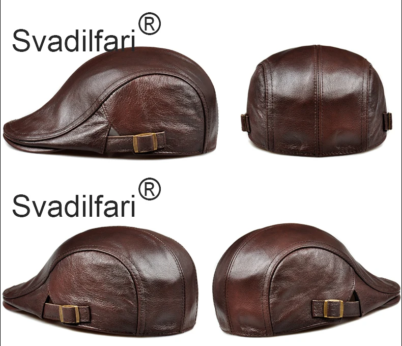 Svadilfari Women's Men's Genuine Leather Newsboy Hat Cap Gatsby Flat Golf Cabbie Baker Beret Retro Brand New Men's Baseball Cap