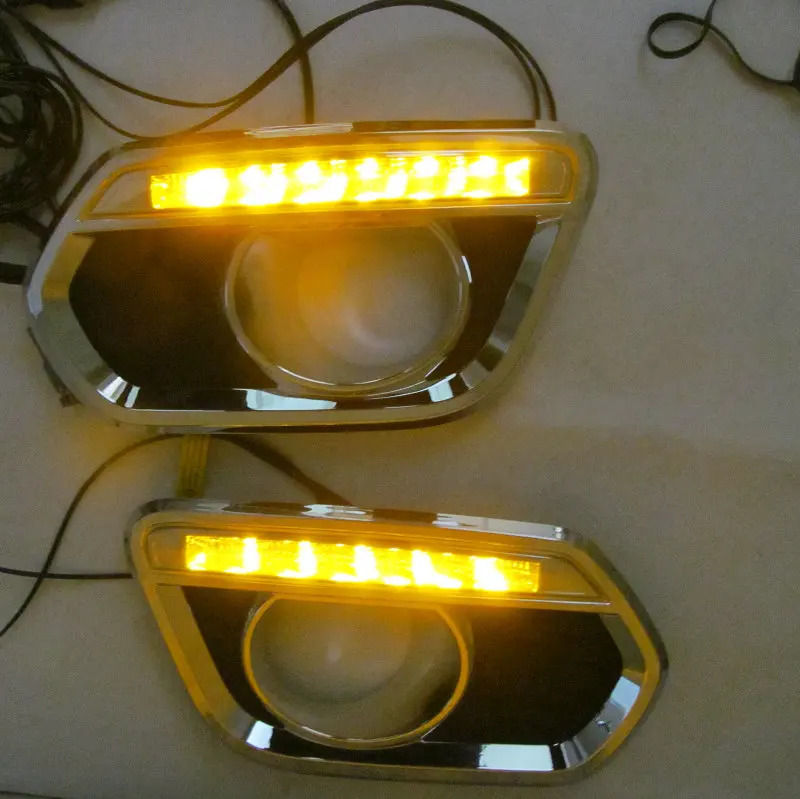 1 комплект DRL белые дневные ходовые огни drl + Желтый Мерцающий сигнал поворота для