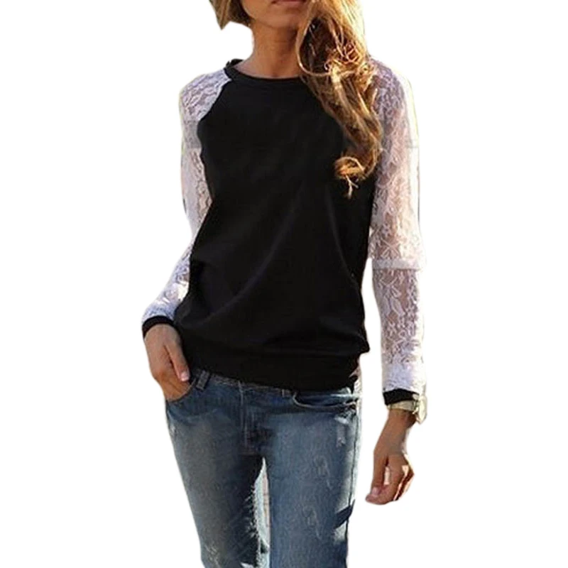 

blusa de renda 2017 Fashion Women Shirt Lady Lace Hooded Sweatshirt Casual Tops 3Colors blusa de moleton feminino Dropshipping