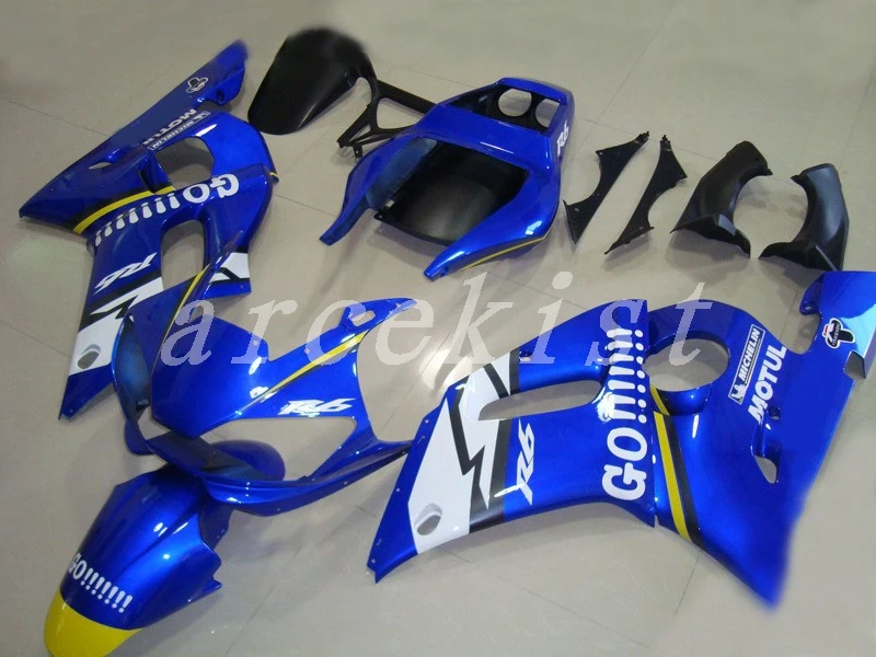 

НОВЫЕ комплекты обтекателей, пригодные для Yamaha YZF 600 R6 98 99 00 01 02 YZF-R6 1998-2002 ABS, набор обтекателей мотоциклов, ковбойские глянцевые, синие, красив...