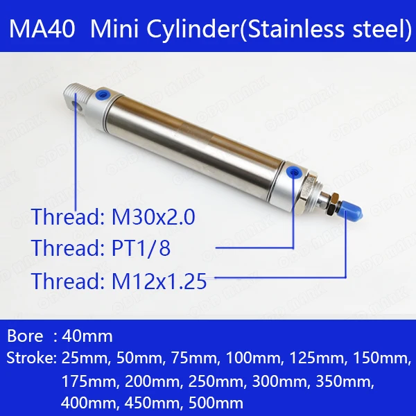 

Free shipping Pneumatic Stainless Air Cylinder 40MM Bore Double Action Mini Round Cylinders MA40x25-CA-S MA40x50-CA-S ect.