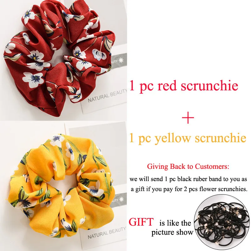 2 pcs scrunchies Модная повязка, аксессуары для волос, женские резинки для волос, конский хвост, держатель, цветы, резинки для волос для девушек - Цвет: 2 pcs scrunchies