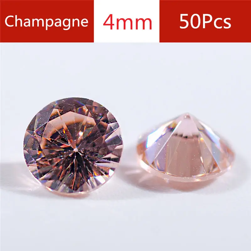 4mm - 50pcs 3 4 5 мм Красочные кубический цирконий 50 шт./лот круглая машинная резка лаборатория Циркония Камень блестящая огранка искусственные камни для ювелирных изделий - Цвет: 4mm - 50pcs