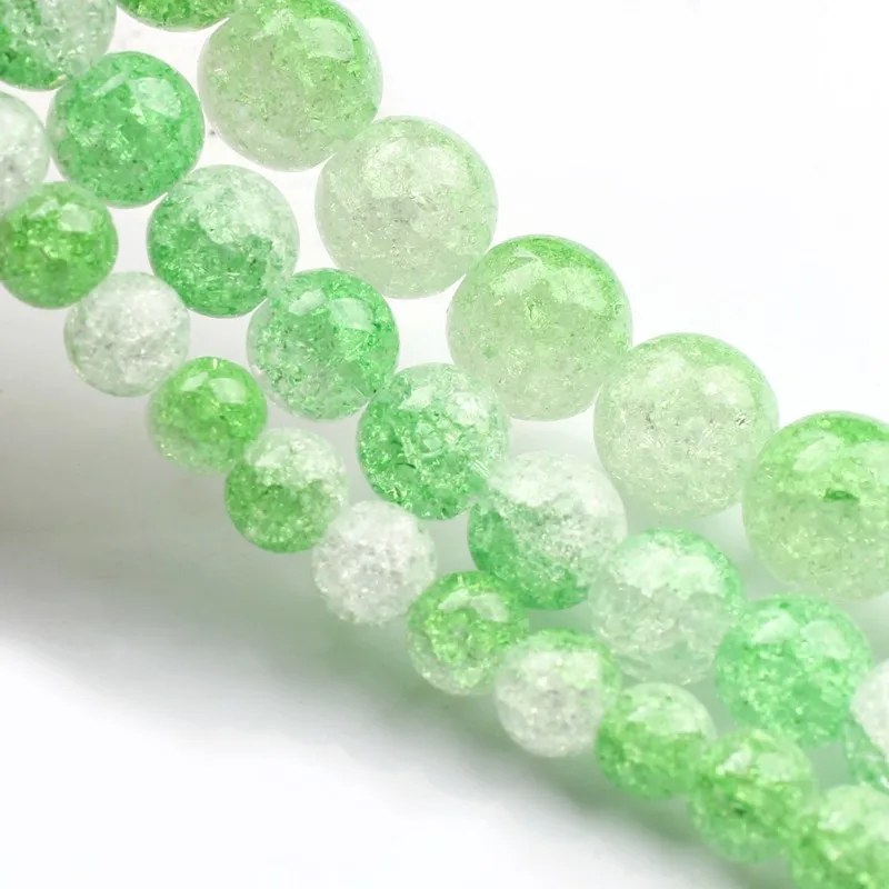 Natural Stone White Green Cracked Quartz 6 8 10mm Round Loose Beads for Jewelry Making Diy Bracelet Necklace 15 Inch Wholesale | Украшения