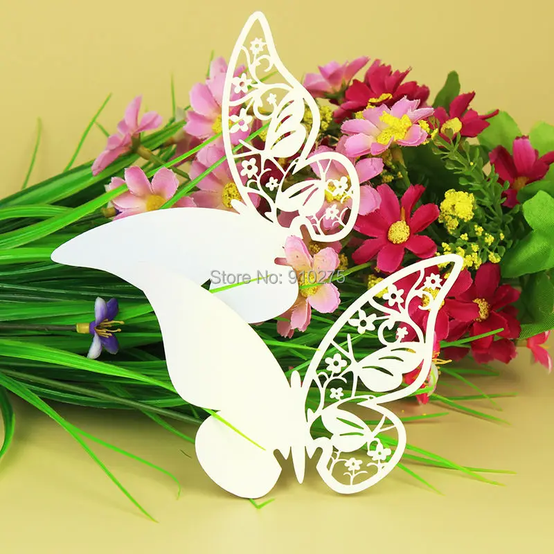 Оптовая продажа 300 шт. элегантная лазерная резка Бабочка Цветочный дизайн место
