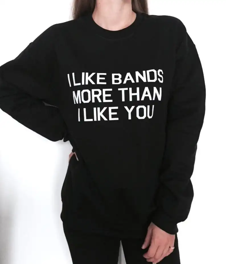 Skuggnas New Arrival I like Bands More Than you Sweatshirt Black Crew Neck For Women Funny Saying Fashion Sweatshirt Drop Ship
Skuggnas New Arrival I like Bands More Than you Sweatshirt Black Crew Neck For Women Funny Saying Fashion Sweatshirt Drop Ship