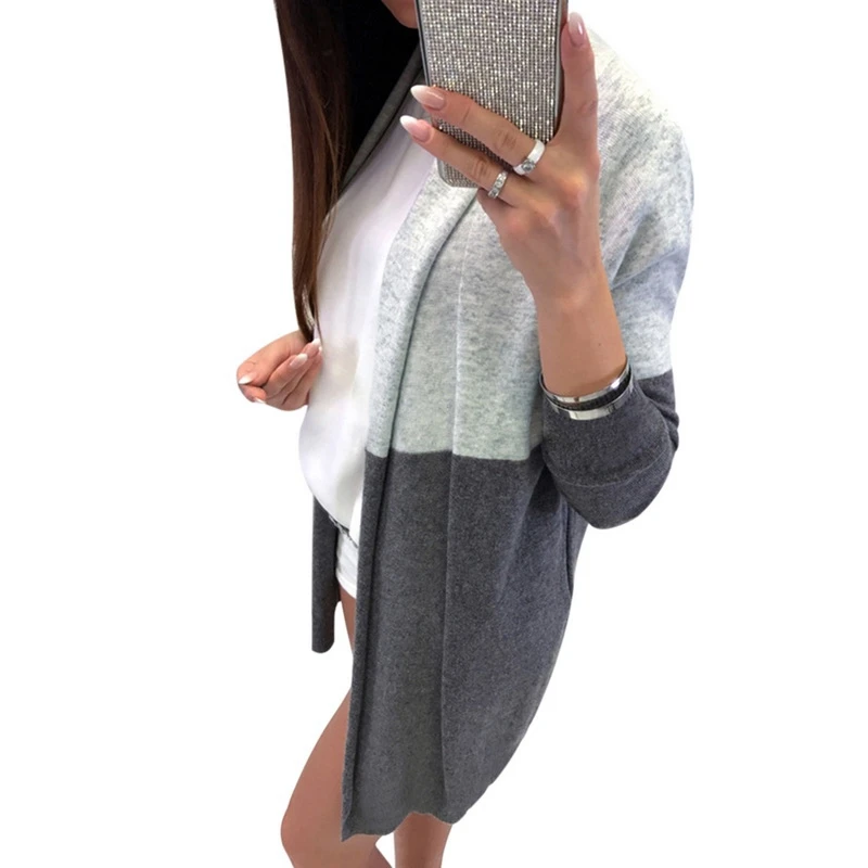 Puimentiua Autumn Long Sleeve Patchwork Sweater Cardigan Coat Women Causual Elegant Female Thin Knitted Outwear |