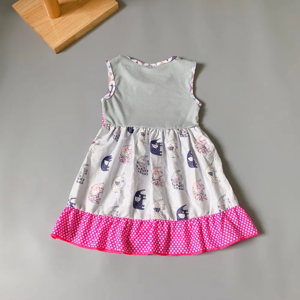 2019 NEW girl baby clothing Summer elephant pattern boutique Infants toddler Kids ruffles little princess dresses frocks | Детская