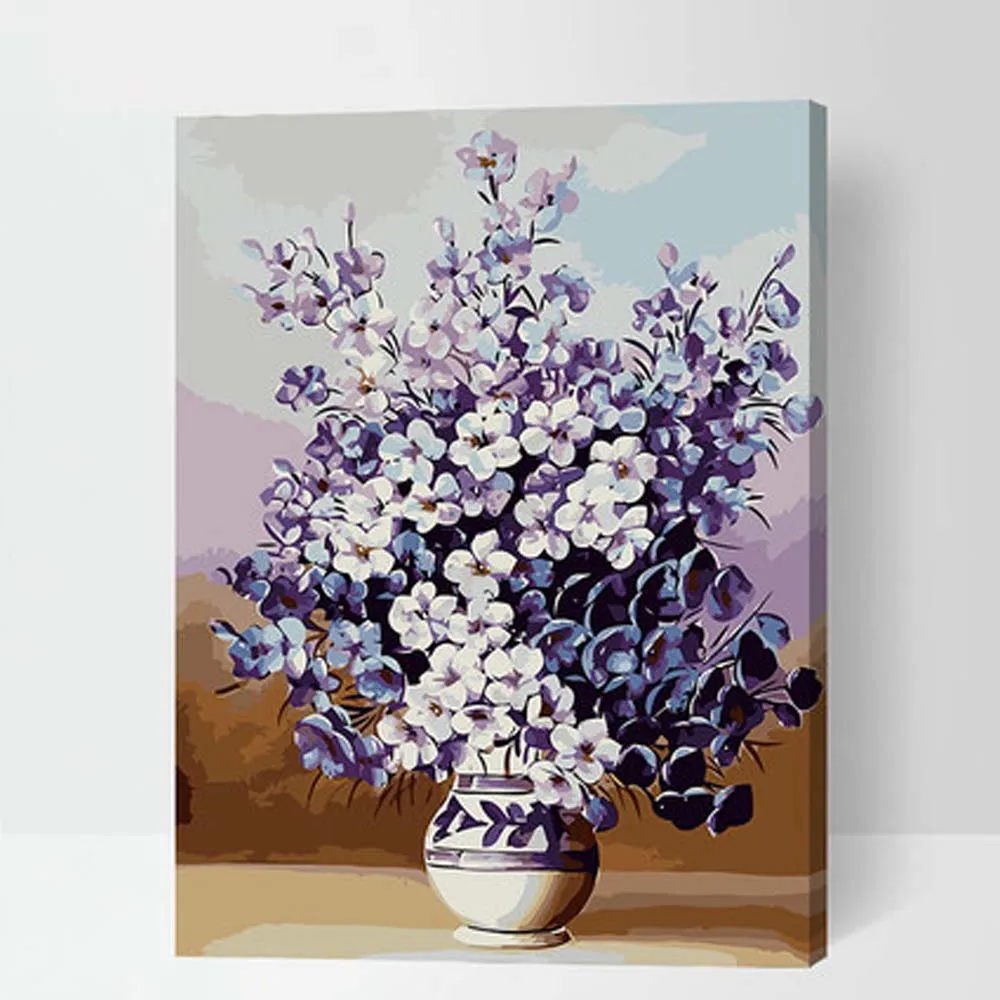 Рамка DIY живопись по номерам абстрактная картина маслом с цветком акриловая