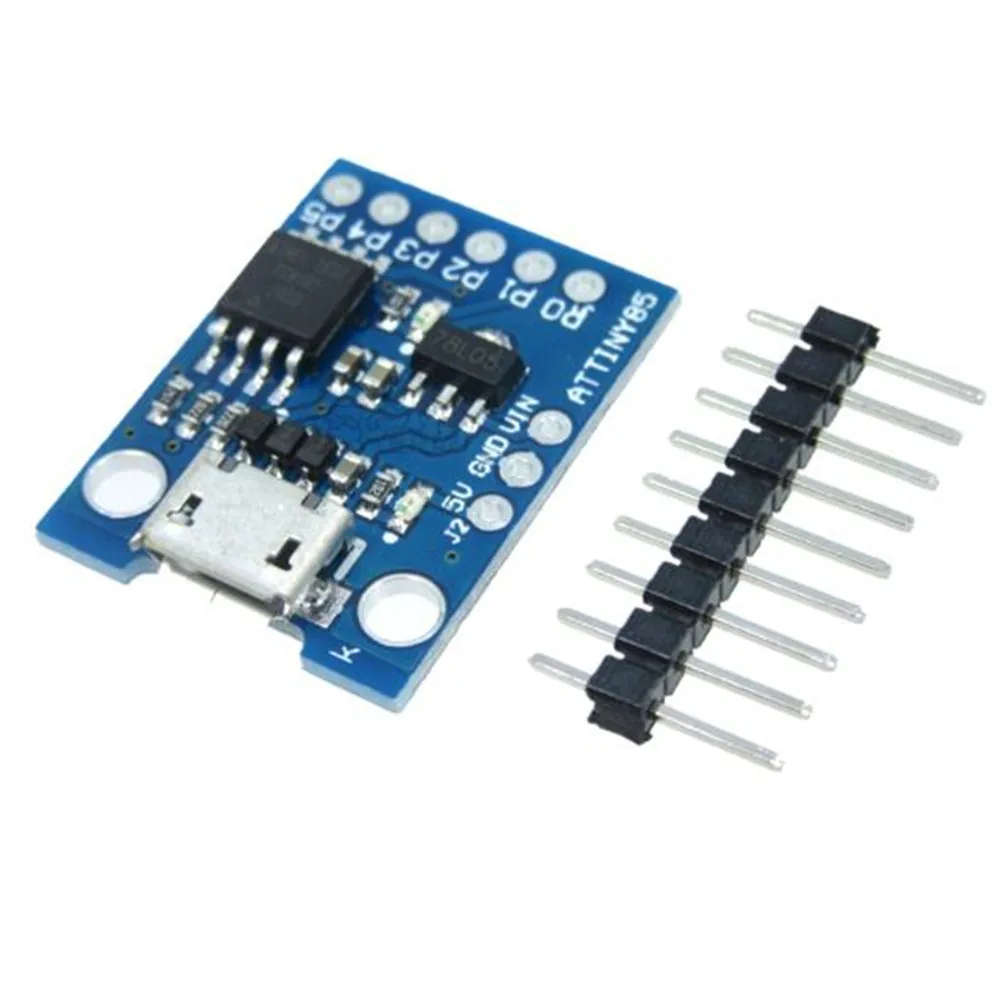 

Макетная плата ATTINY85 Mini USB с микроконтроллером синего цвета