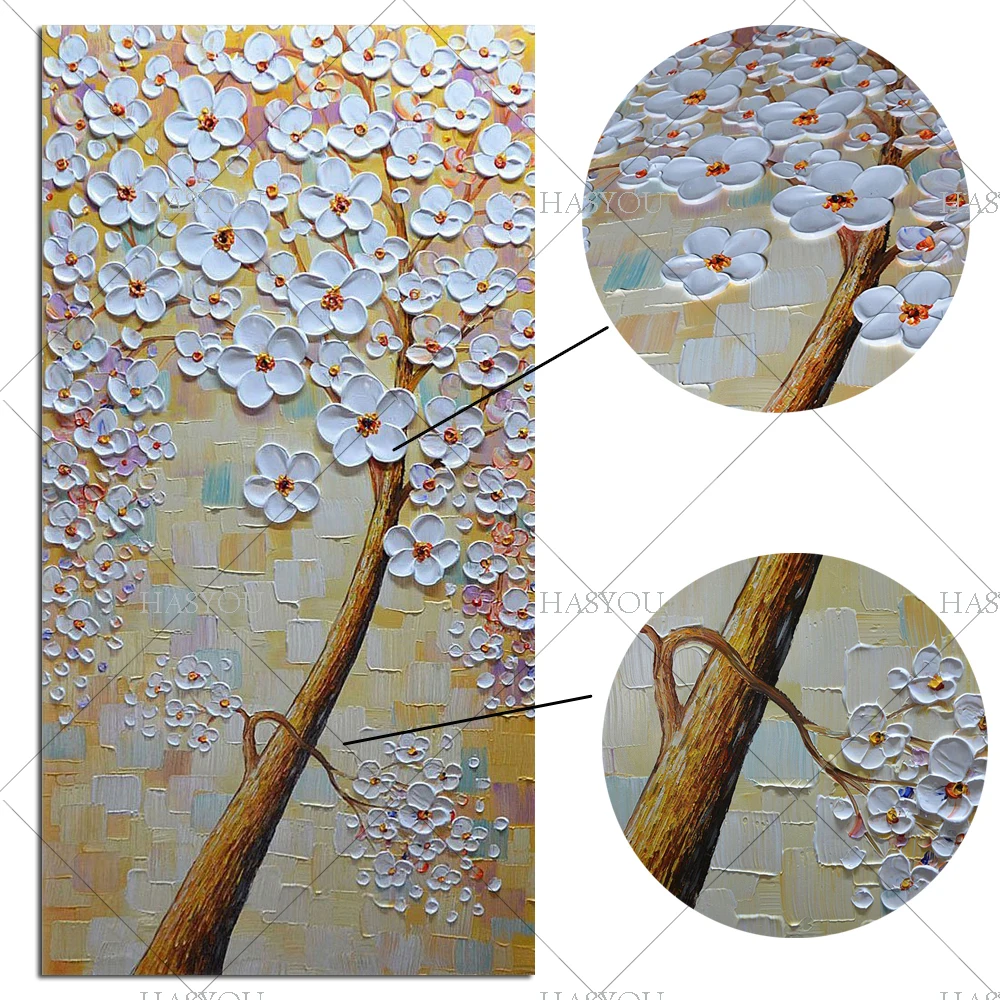 

wholesale Hand Painted Textured Palette Knife Flower tree Oil Painting Abstract Modern Canvas Wall Art Living Room Decor Picture