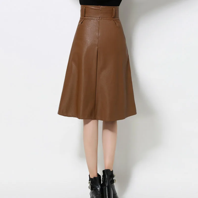 1 шт. Для женщин большие размеры плиссированные юбки 2018 Весенняя мода PU кожа