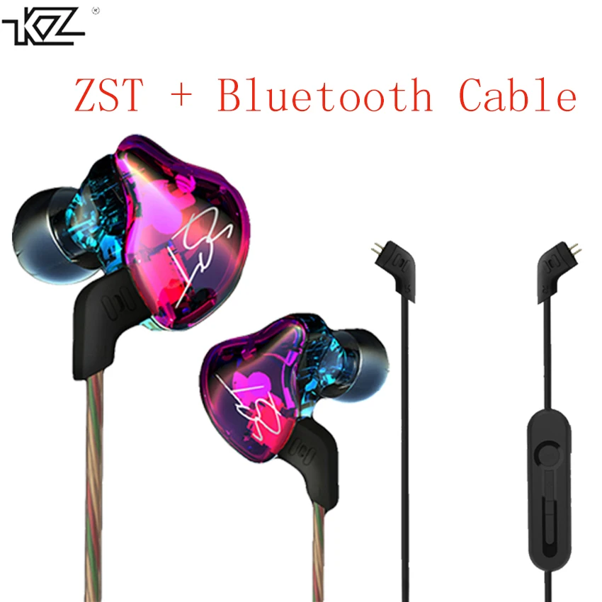 Гибридные наушники KZ ZST Bluetooth + Проводные 2 кабеля арматура Динамический привод Hi Fi