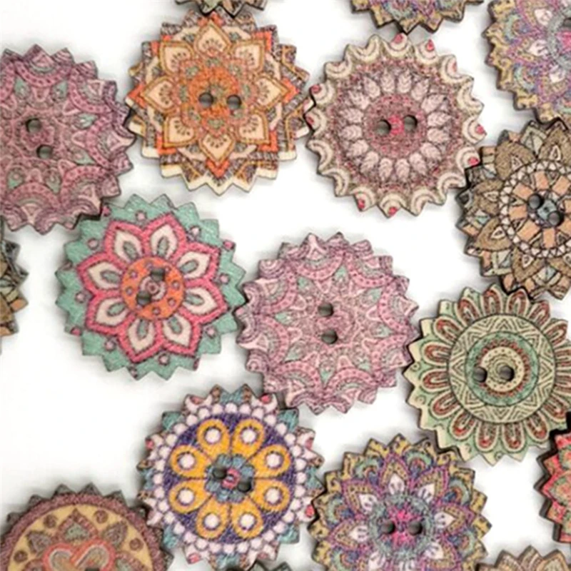 50 шт. роспись Шестерни деревянные пуговицы для ручная швейная Скрапбукинг ручной