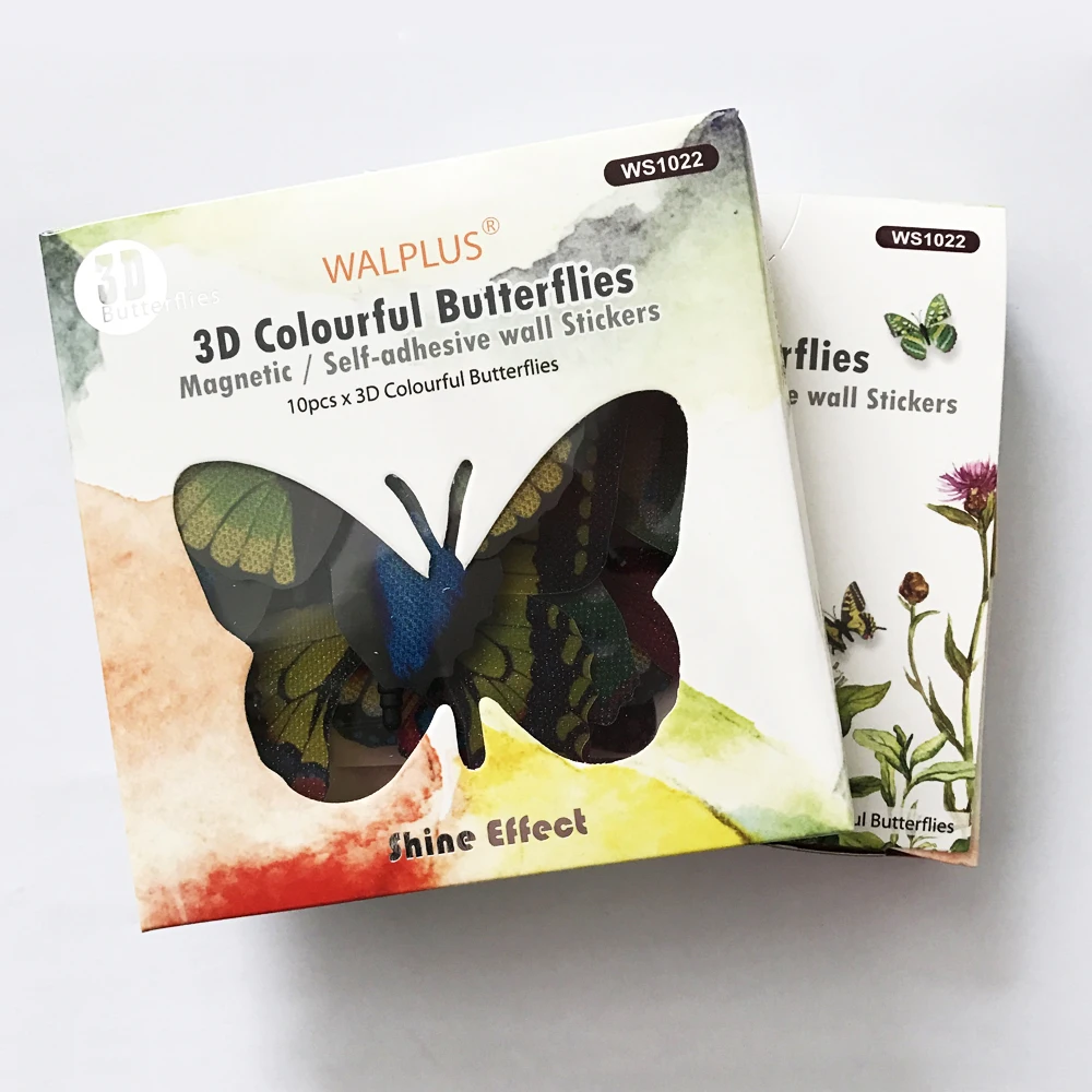 Walplus 3D ПВХ холодильник бабочки-магниты наклейки на стену с блестками Papillons Bing Bling