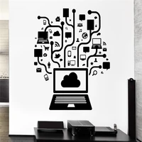 creative computer social network game internet teen art vinyl design wall sticker home room decor pvc wall mural