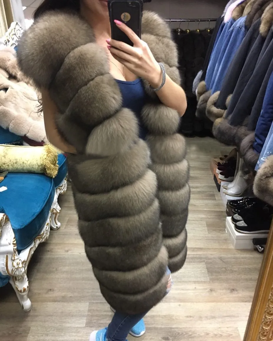 Натуральный Лисий мех пальто натуральный мех лисы длинная куртка-жилет женское теплое пальто натуральный мех пальто куртка натуральный мех пальто