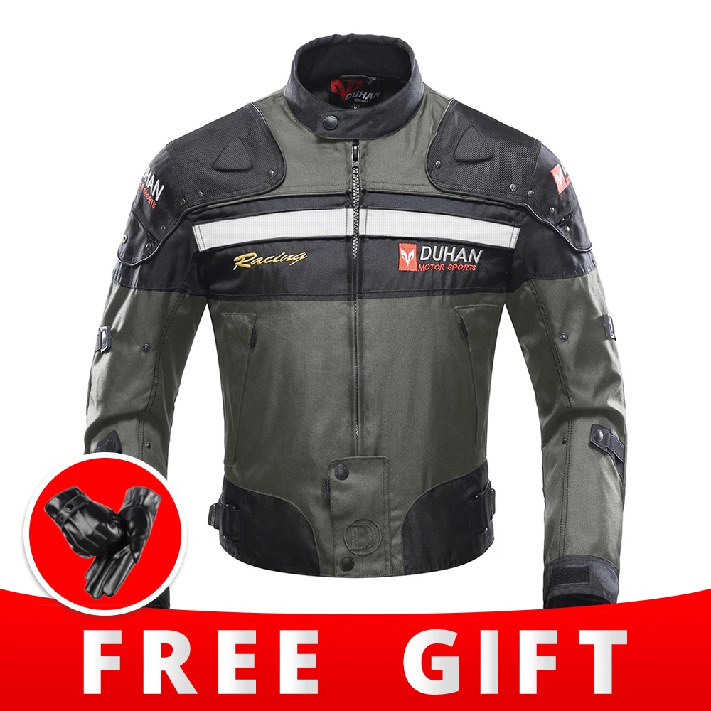 gray jacket DUHAN мотоциклетная куртка для верховой езды ветрозащитная мотоциклетная Защитная Экипировка для всего тела осенне-зимняя мотоциклетная одежда - Цвет: gray jacket