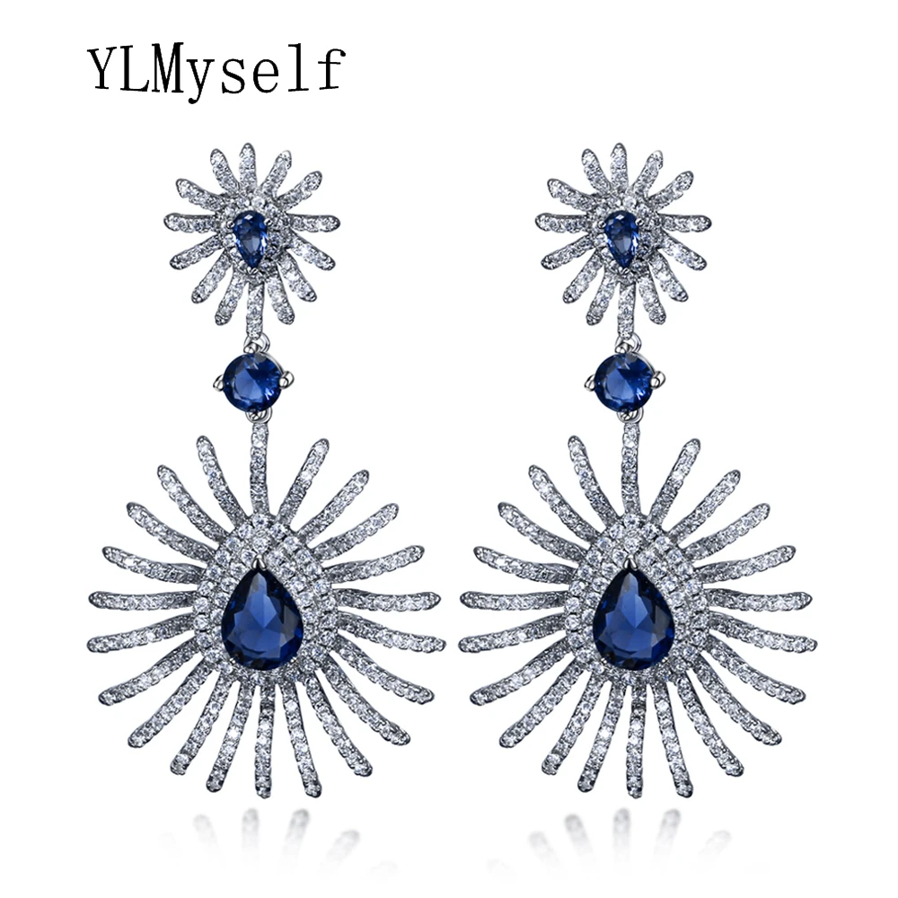 60 см большой Эффектные серьги для вечеринки модные Joyas синий/зеленый/черный/белый