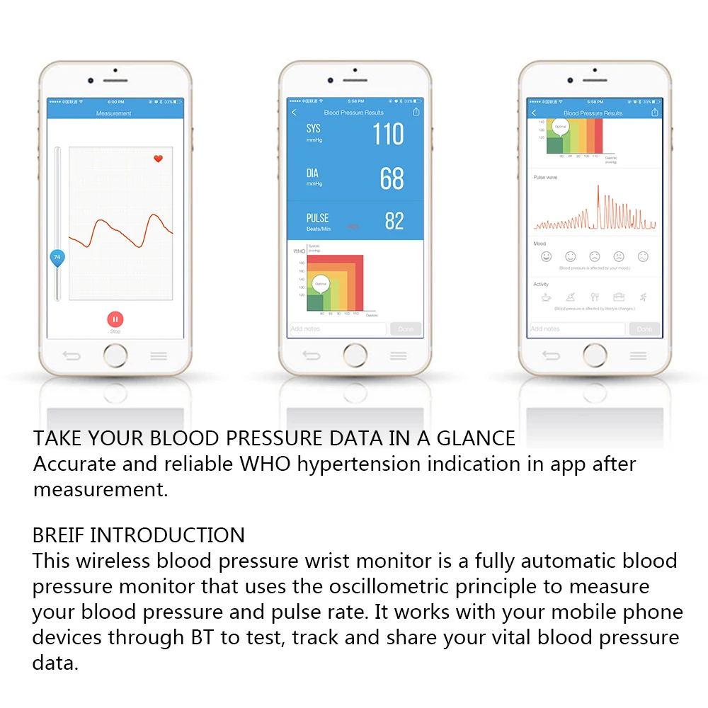 IHealth для Xiaomi тонометр, измеритель артериального давления на запястье, умный пульсовый монитор, манжета, Электрический сфигмоманометр, измеритель сердечного ритма