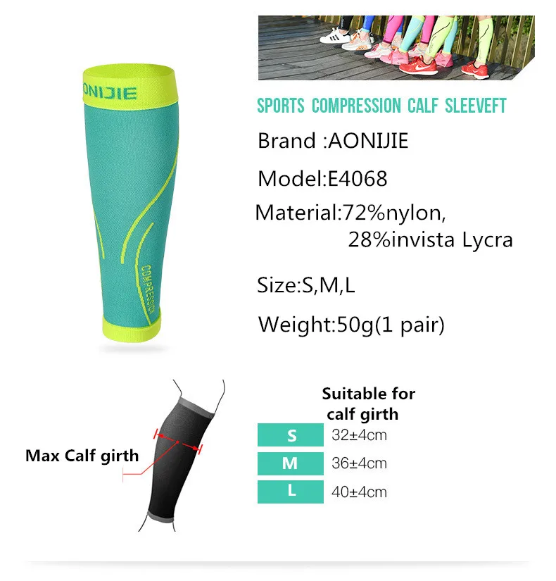 AONIJIE E4068 1 пара леггинсов Защитные Спортивные Компрессионные рукава для теленка безопасные дышащие теплые леггинсы для бега Пешие прогулки