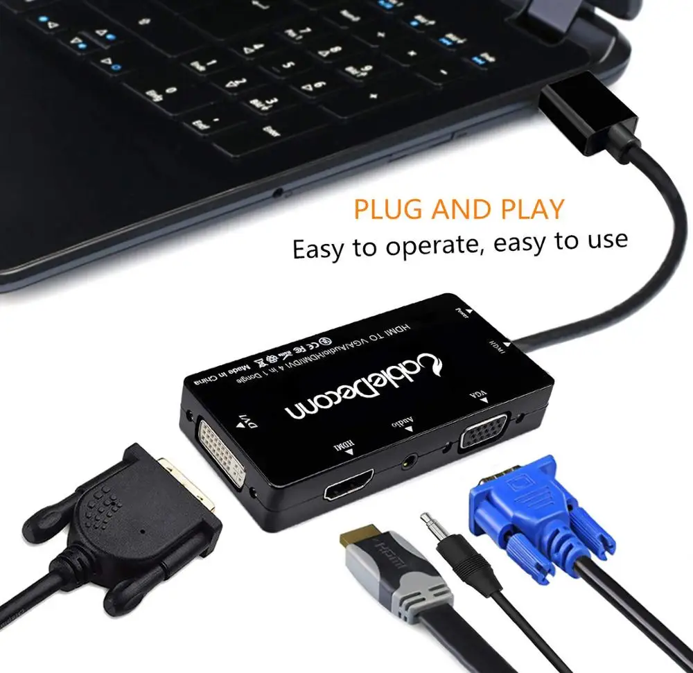 Кабель-адаптер aAdapter HDMI к VGA DVI аудиоразъем 3 5 мм с Micro USB питания для ноутбука