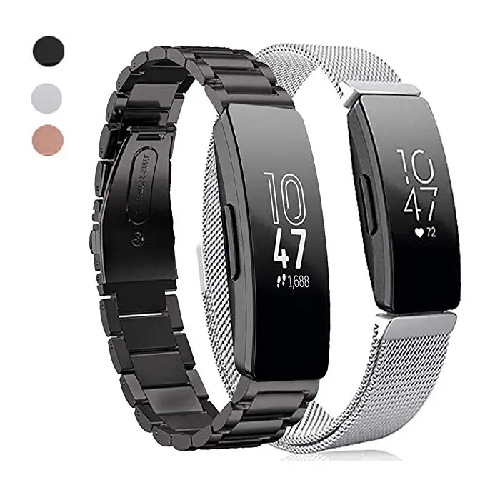 2 шт. Для Inspire& Inspire огнеупорные часы группа нержавеющая сталь+ Milanese Loop сетки Замена браслет металлический бизнес ремешок