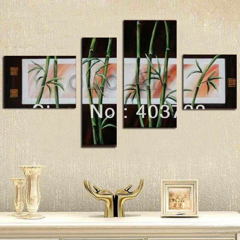 Modern abstract huge large canvas art oil painting high grade bamboo decorative wall pictures home decoration gift
