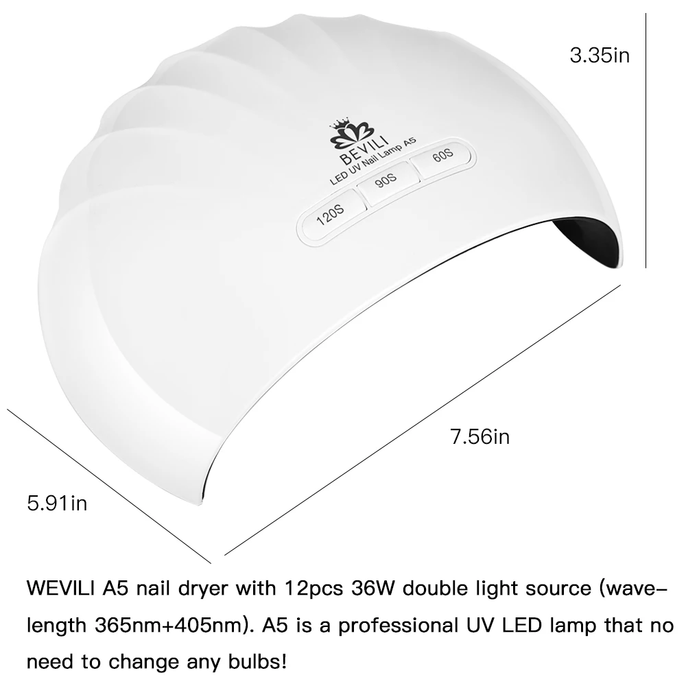 Nail Polish Curing Lamps 36W WEVILI Portable Dryer Manicure/Pedicure Lamp Gel | Красота и здоровье