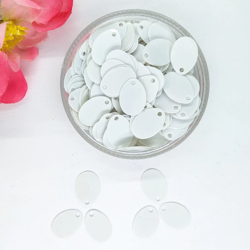 50 г/лот 9*13 мм белые овальные блестки в форме яйца с боковым отверстием аксессуары