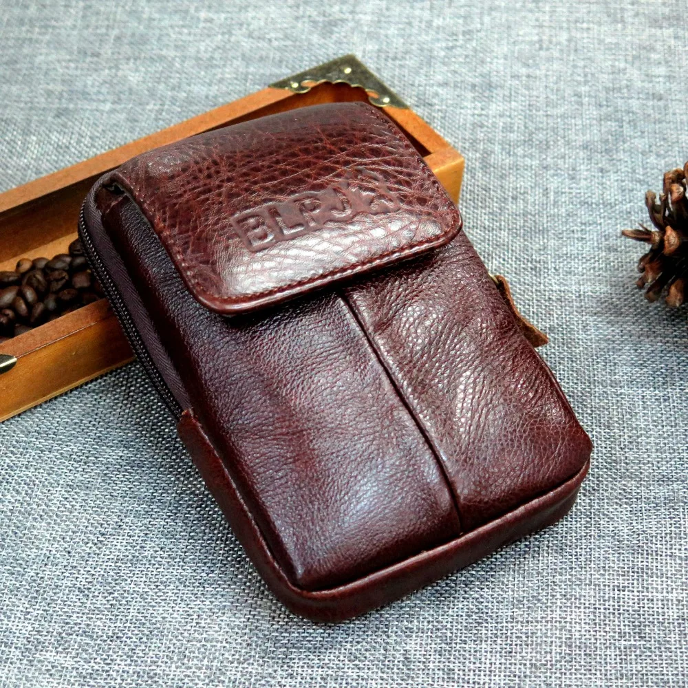 2022 New Genuine Leather Wallet Vintage Waist Packs Phone Po