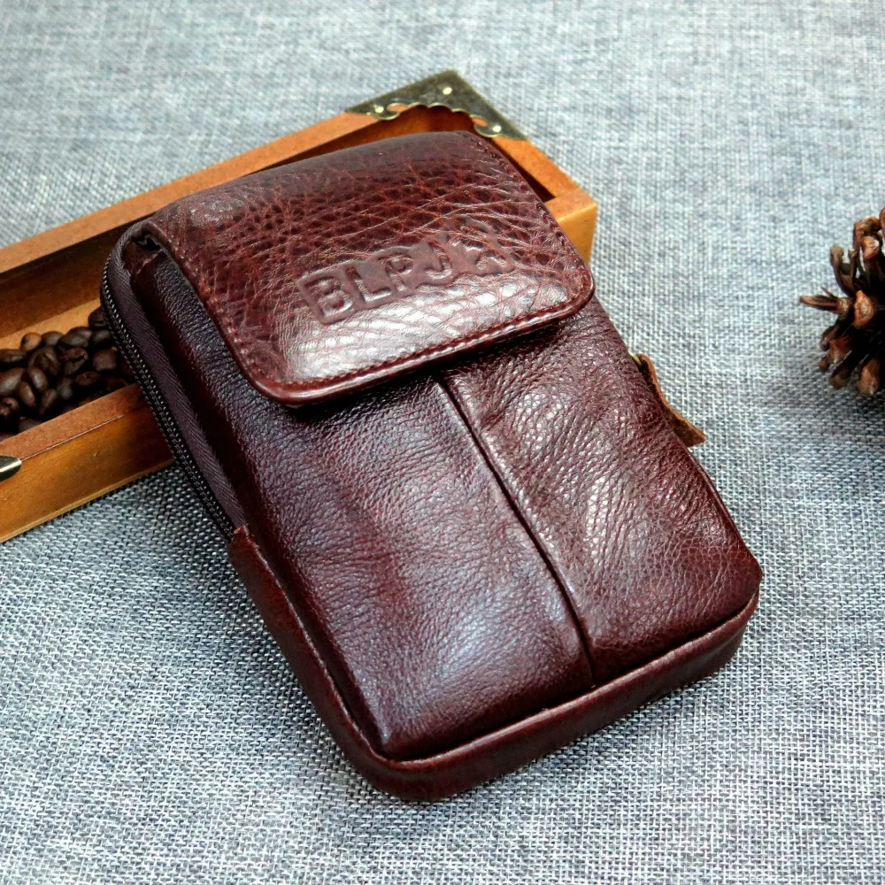 Фото Многофункциональный кошелек из натуральной кожи для мужчин винтажные поясные