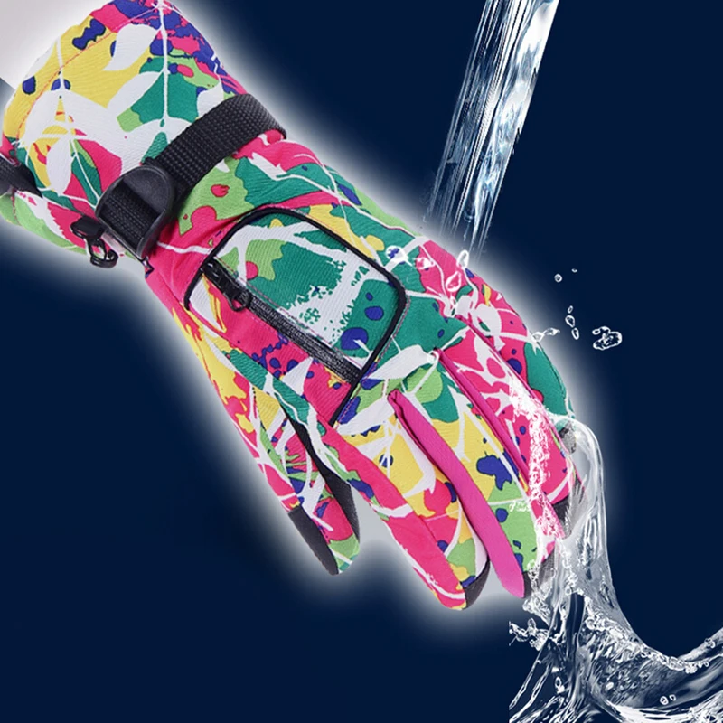 Мужские и женские лыжные перчатки зимние водонепроницаемые теплые с защитой от