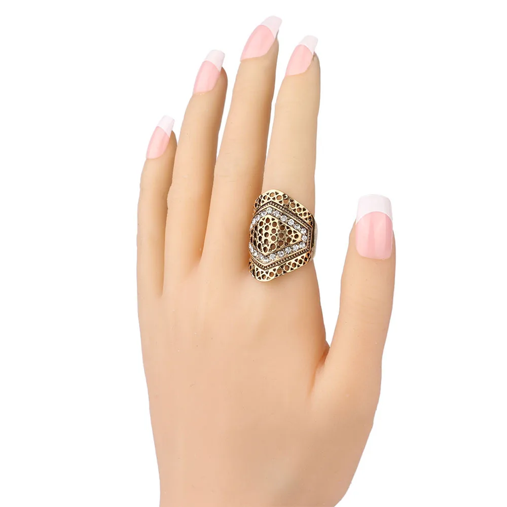 Женские вечерние кольца в стиле стимпанк широкие обручальные золотого цвета с