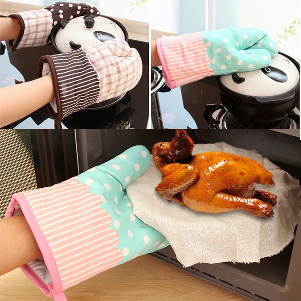 Полезные Нескользящие уплотненные перчатки для духовки Жаростойкие кухонные
