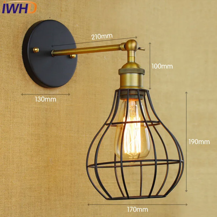 Женская настенная лампа с маленьким датчиком в стиле лофт промышленный Ретро